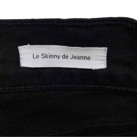 Frame Le Skinny de Jeanne Size 27 Distressed Black with Holes Film Noir - Picture 13 of 16